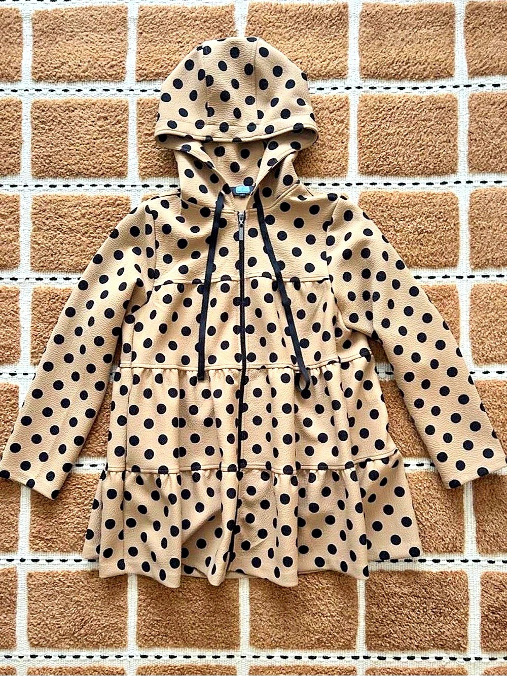 Eva Franco Maybelle Jacket Polka Dot Coat Brown & Black Small